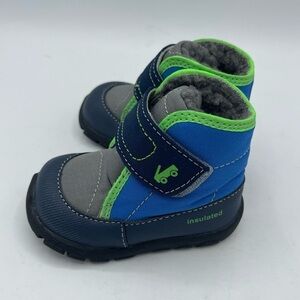 See Kai Run Basics Toddler Blake Sneaker Boot Blue Fleece Lined Size 4 Hook/loop